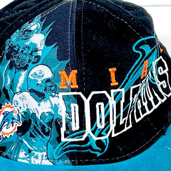 Vintage Miami Dolphins Dan Marino NFL Game Day Snapback Hat Cap Black 1990s - Picture 7 of 10